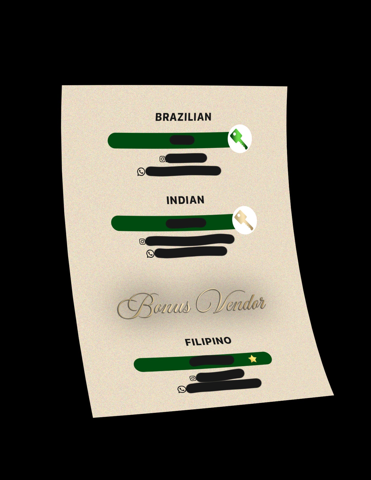 The Ultimate Vendor SHEET